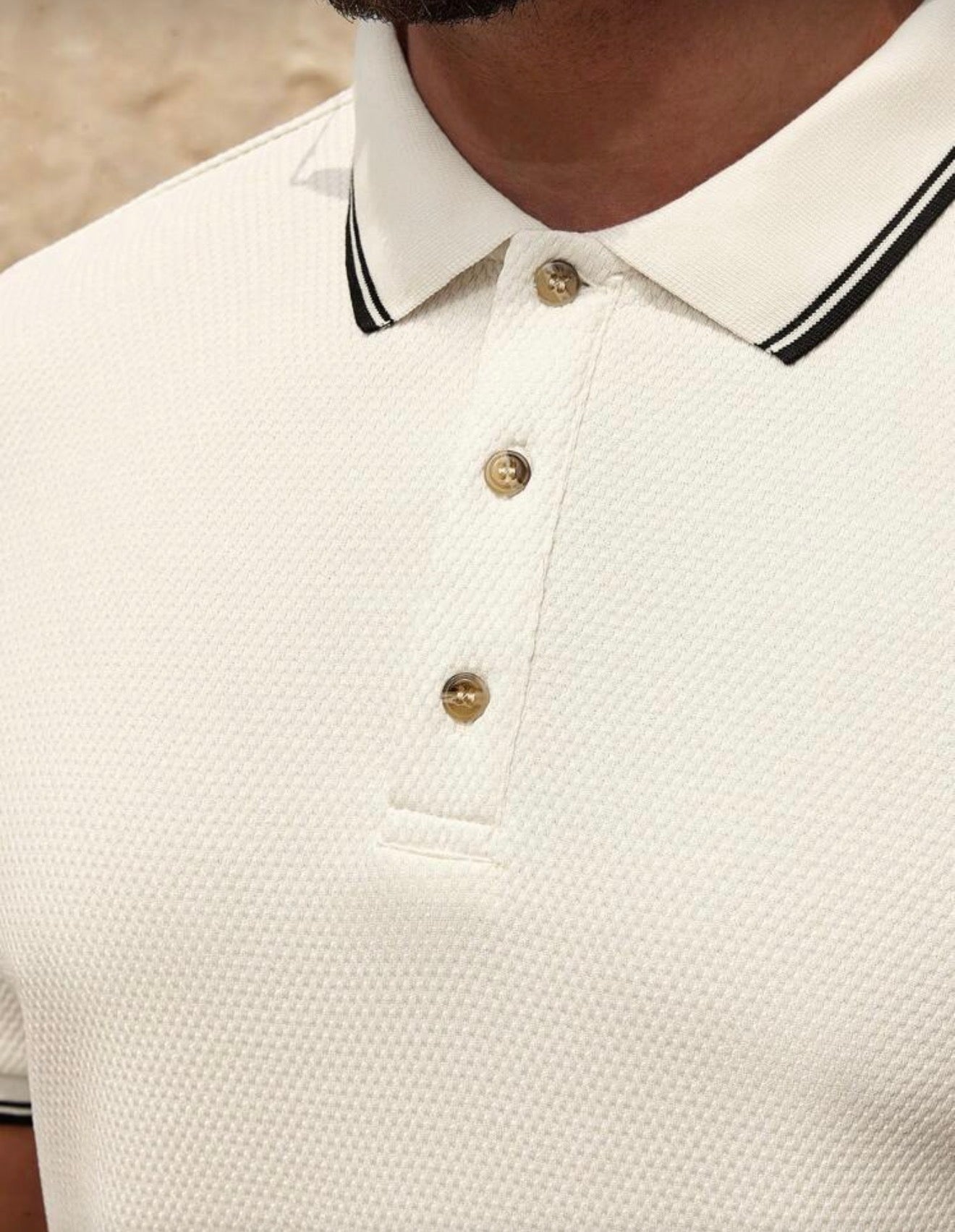Men’s Textured Polo Shirt – Slim Fit