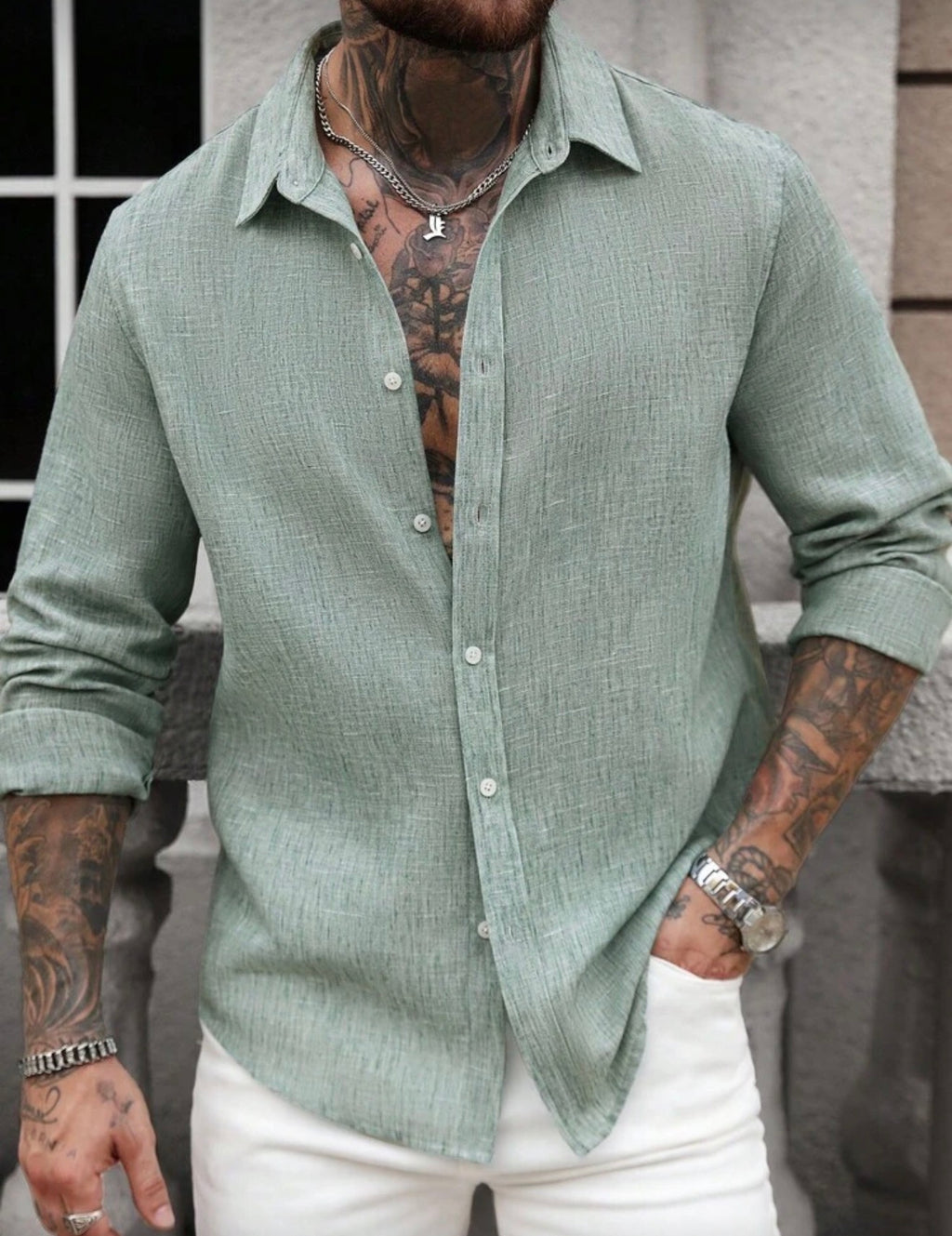 Elite Linen Shirt – Sage Green