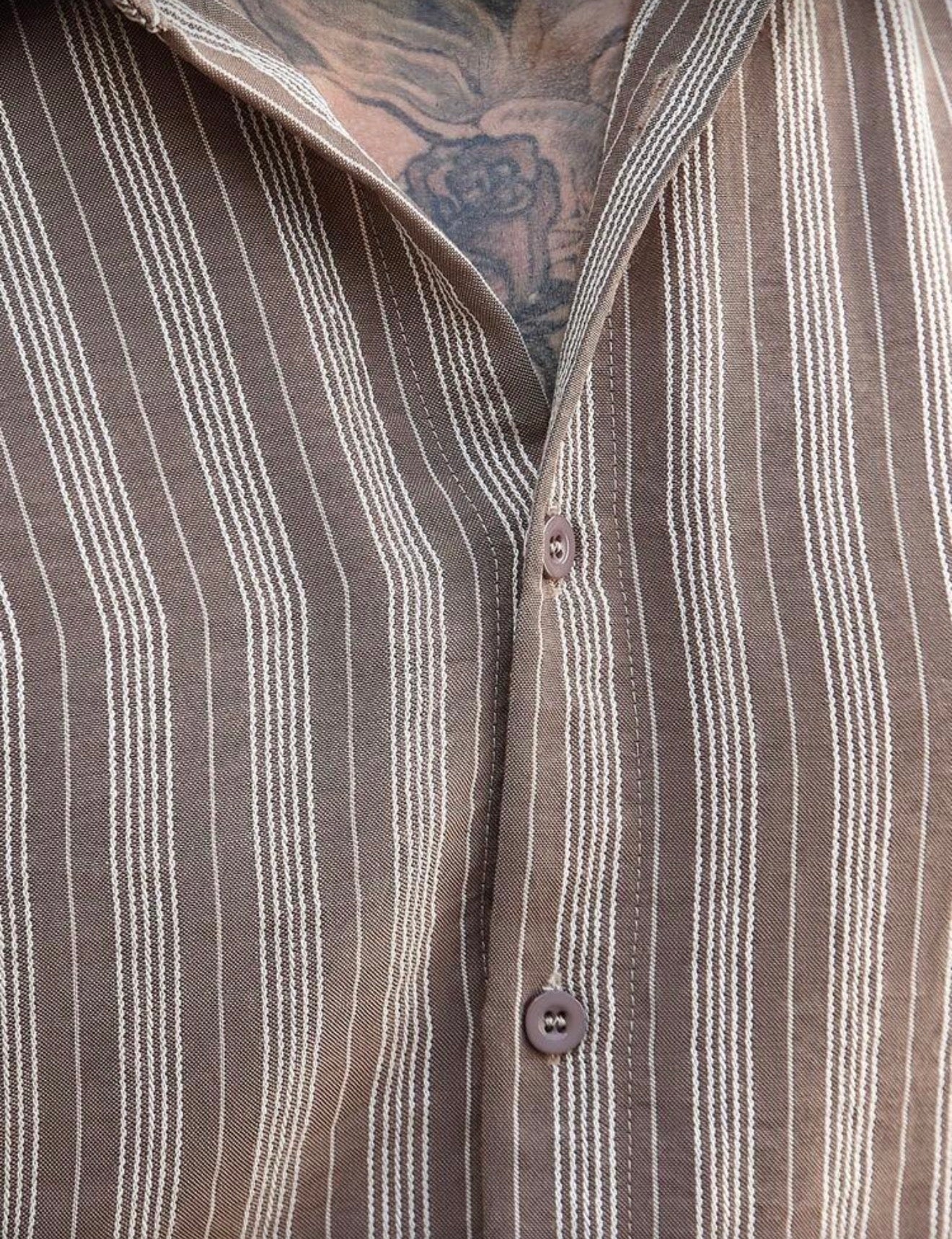 Elite Striped Shirt – Beige & Brown